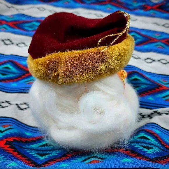 Bearded Santa Claus Doll Head Christmas Ornament Vtg 80s 1990s Traditional Jolly - Picture 4 of 5